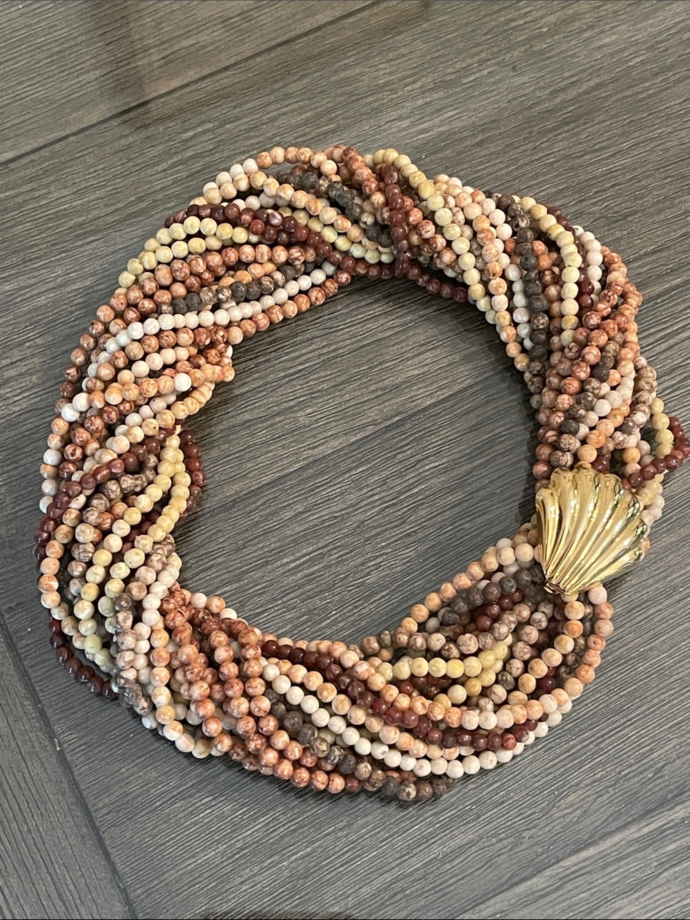 Vintage Twist a Bead Necklace Stone Beads with Clasp / Clip - 9 Strands